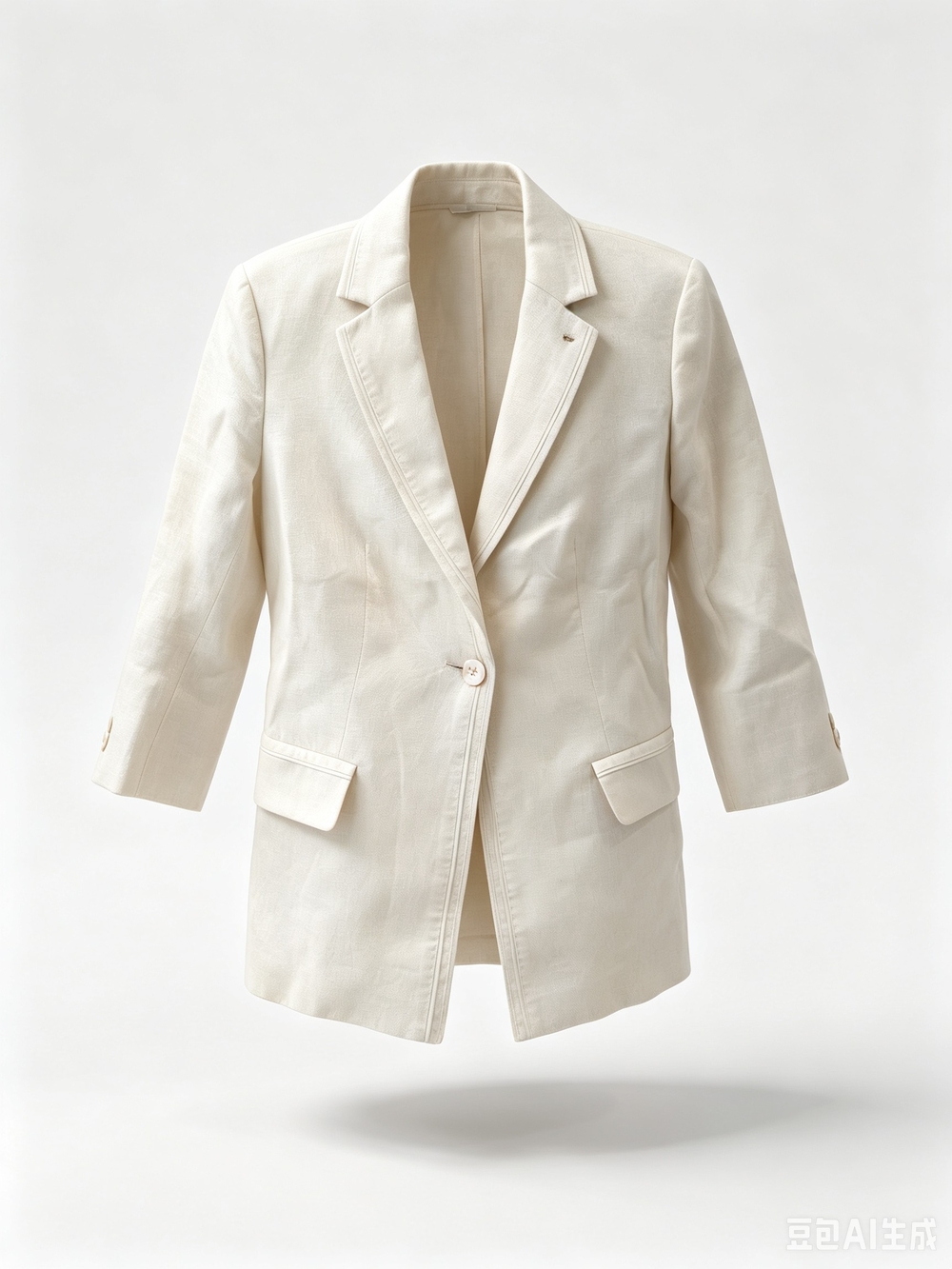 Sportmax Cream Single-Button Linen-Blend Blazer